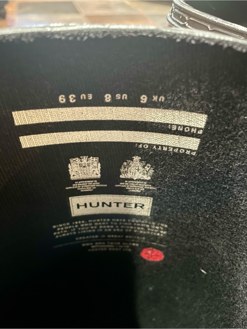Hunter Black Gloss Tall Rain Boots with Logo - Picture 6 of 7